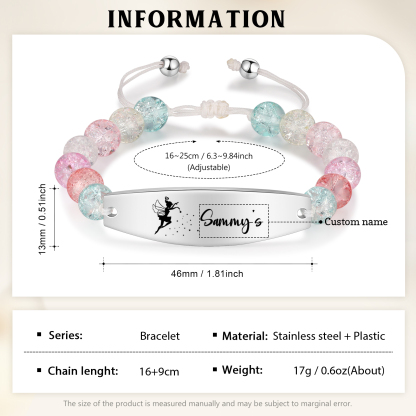 Fata Braccialetto per scuola con 1 nome personalizato per figlia con carta