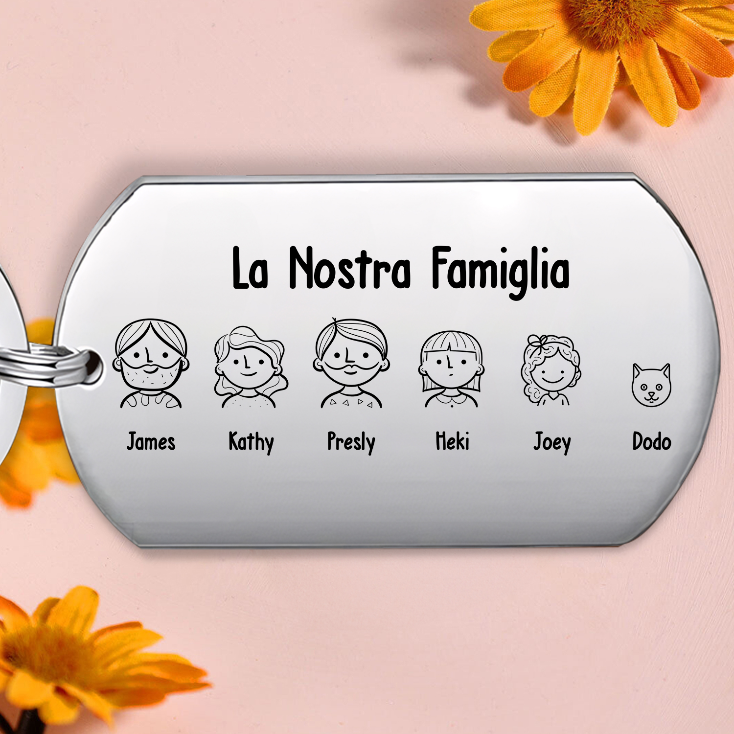 Portachiavi personalizzato la nostra famiglia figura papa mamma figli cane gatto