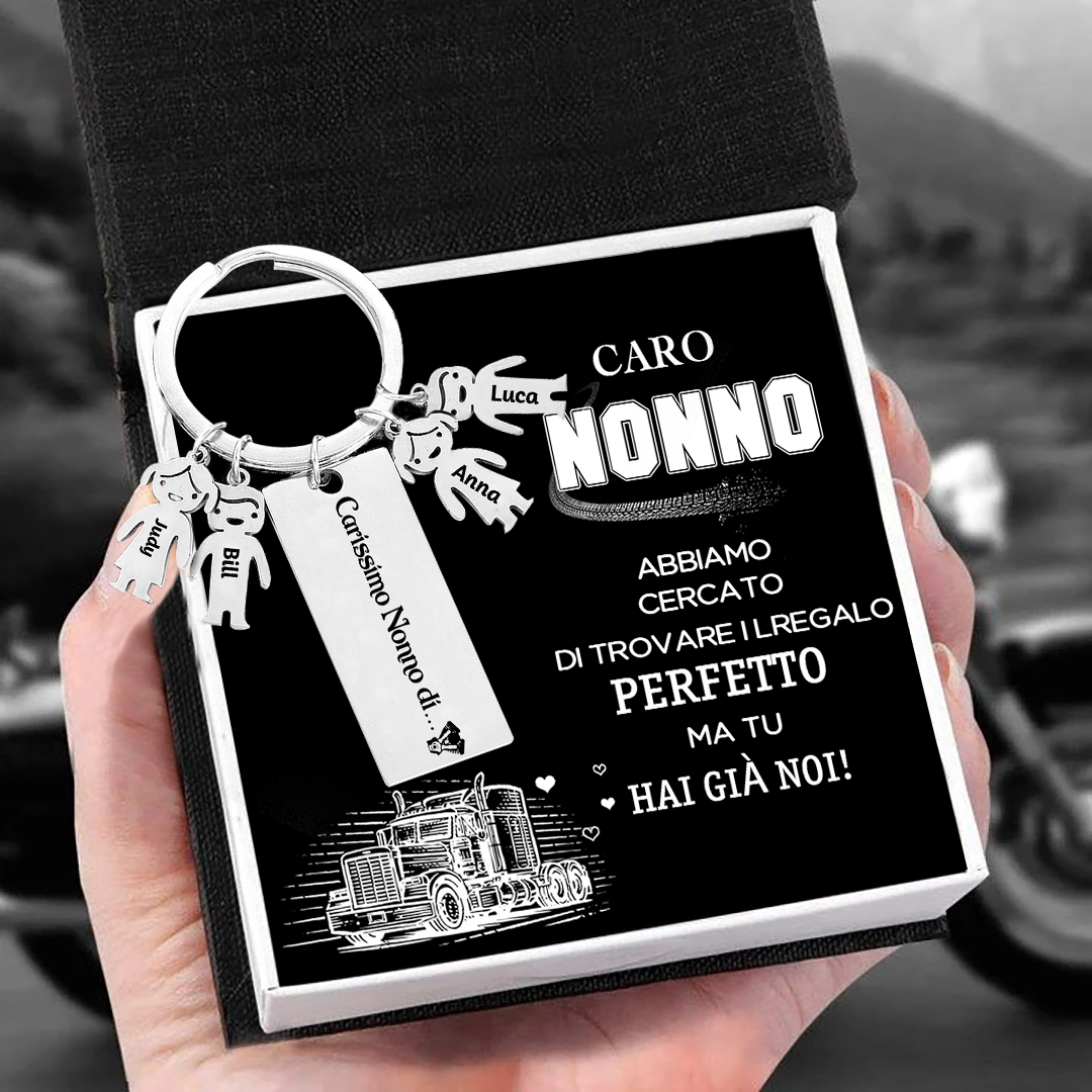 Portachiavi con ciondolo bambino 4 nomi personalizzati regalo per nonno festa dei nonni
