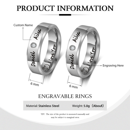 Ti Amo Alice & Luca-Anello inox a coppia 2 nomi e testo personalizzabili