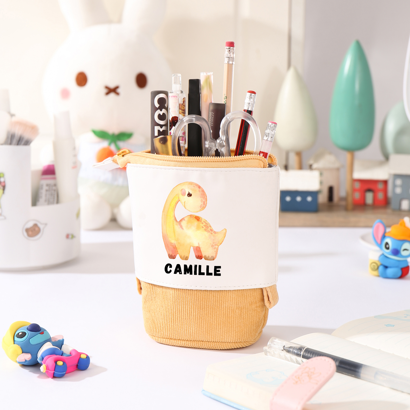 Astuccio per matite personalizzato con 1 nome e 1 dinosauro regalo per scuola elementare bambini