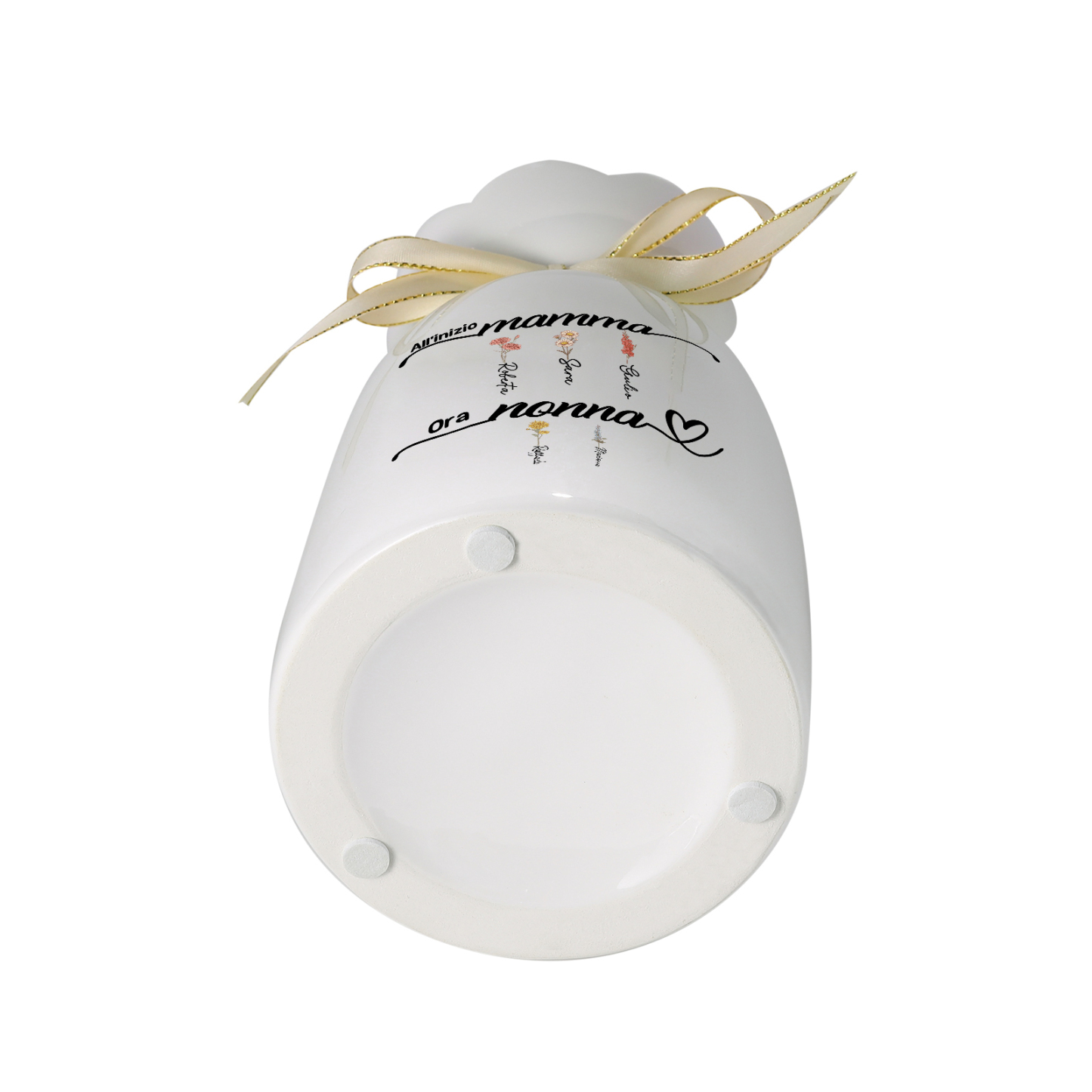 Prima mamma, ora nonna - vaso in ceramica floreale personalizzato