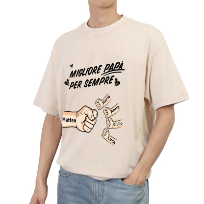 Maglietta in cotone girocollo pugno a pugno con nome personalizzato regalo per papà