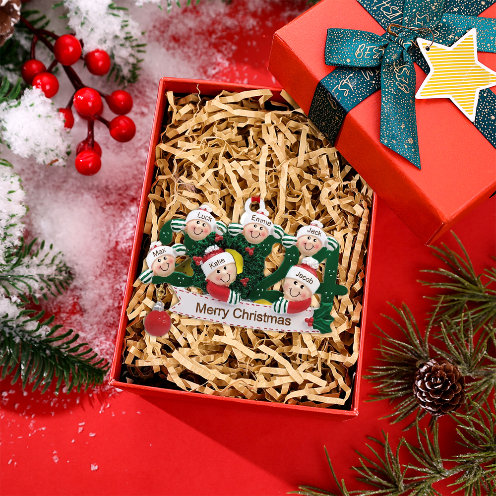 Ornamento di Natale Personalizzato con 2-6 Nomi e 1 Testo – Decorazione Natalizia per la Famiglia 2024 | Jessemade