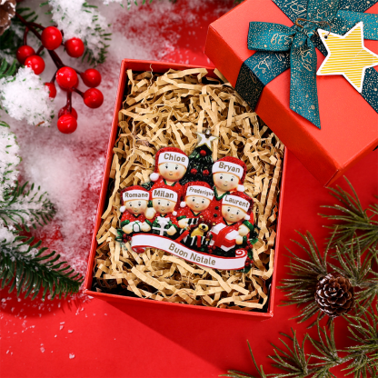 Ornamento Natalizio Personalizzato con 6 Nomi e 1 Testo Regalo di Nata