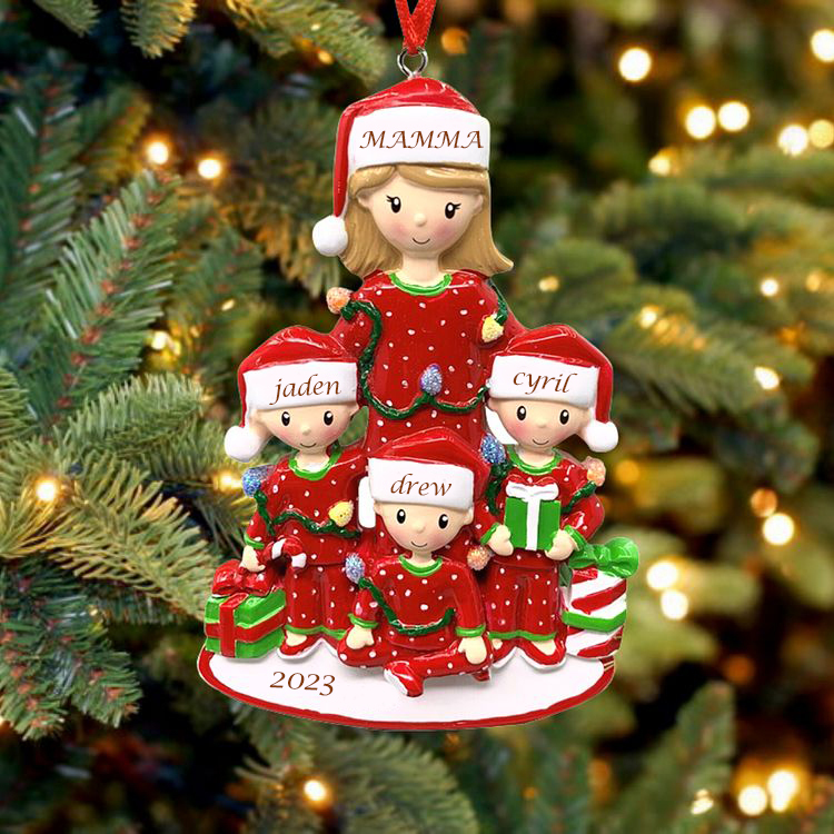 Natale con mio figlio ornamento natalizio 4 nomi personalizzabili