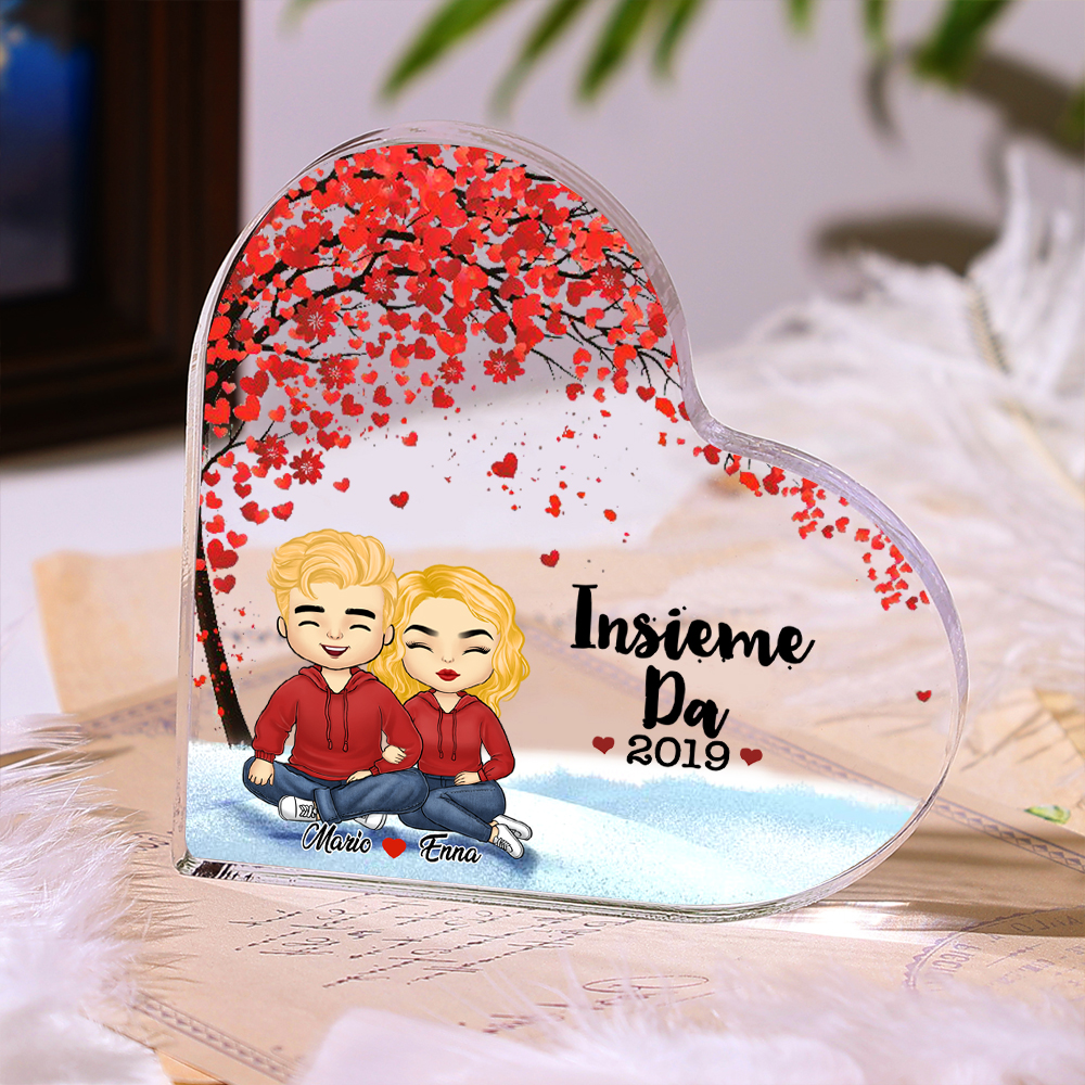 Insieme da-Deco acrilico cuore per coppia 2 nomi e 1 anno personalizzabili