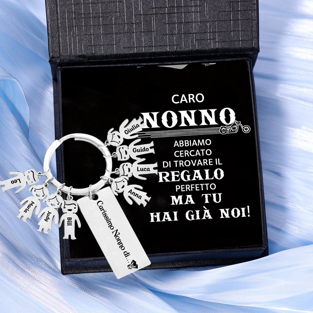 Portachiavi con ciondolo bambino 8 nomi personalizzati regalo per nonno festa dei nonni