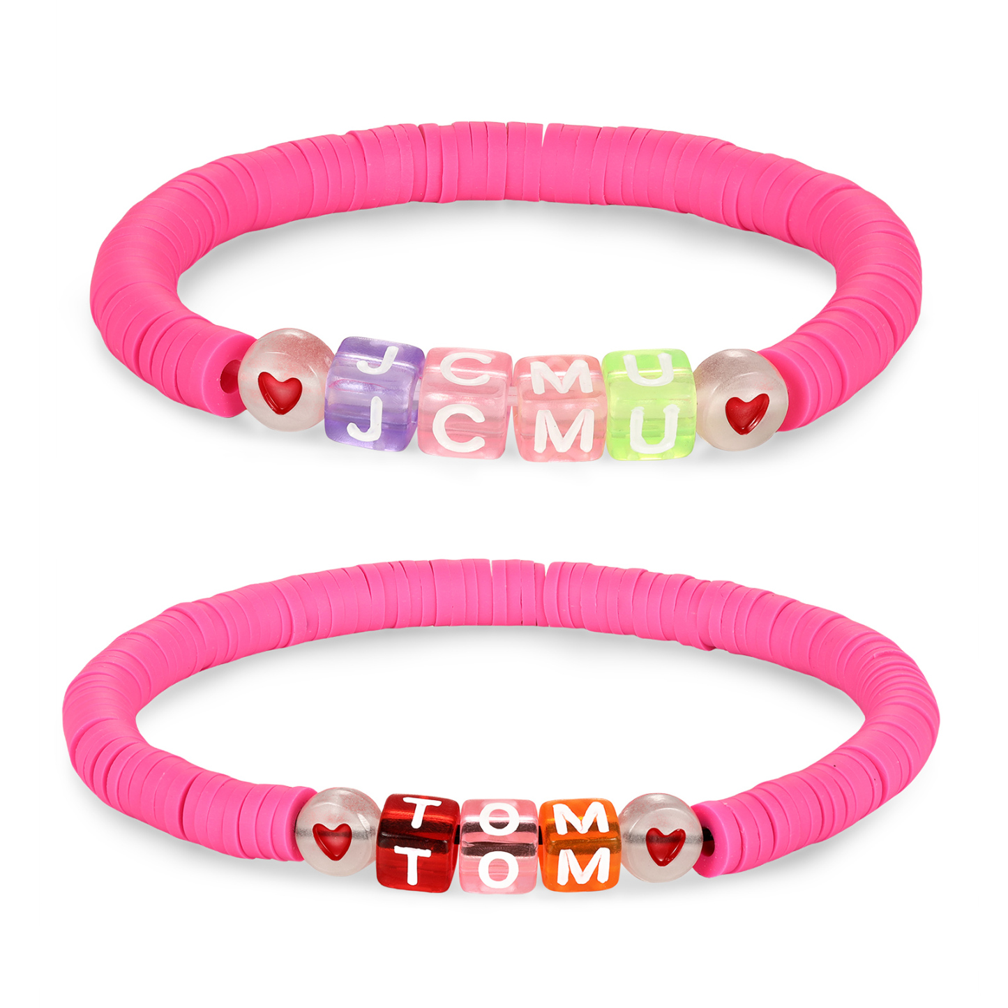 2PCS Braccialetto con perline di 2 nomi personalizzato regalo per scuola