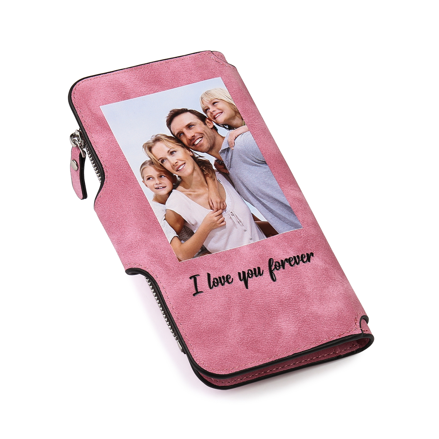 Portafoglio in PU pelle con 1 letetra & 1 testo & 1 nome & 1 foto personalizzati per mamma/nonna