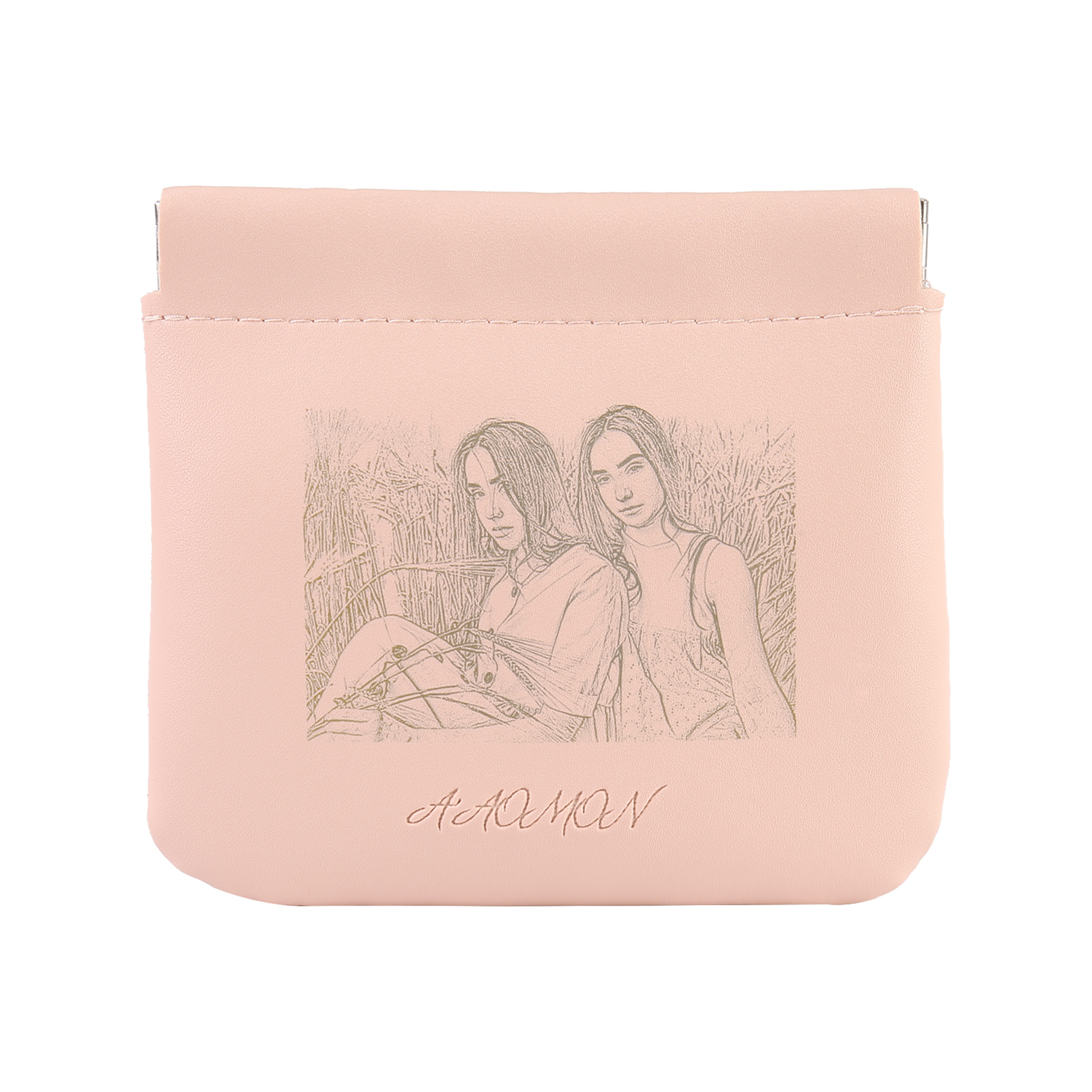 Portamonete in PU pelle con 1 foto personalizzata per donna