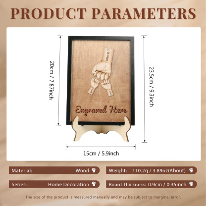 Targa di Legno pugno a pugno 3 nomi e 1 testo personalizzati regalo Per papà