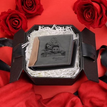 Portafoglio da Uomo Personalizzato – Incisione Foto e Testo – Regalo Speciale per Papà/Lui | Jessemade