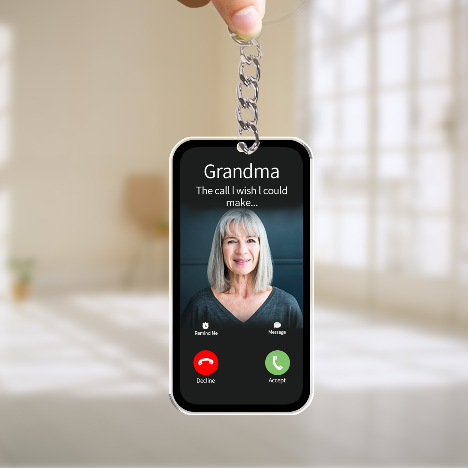 Pendente/Portachiavi commemorativo con 1 foto e 1 testo e 1 nome personalizzato per memoria