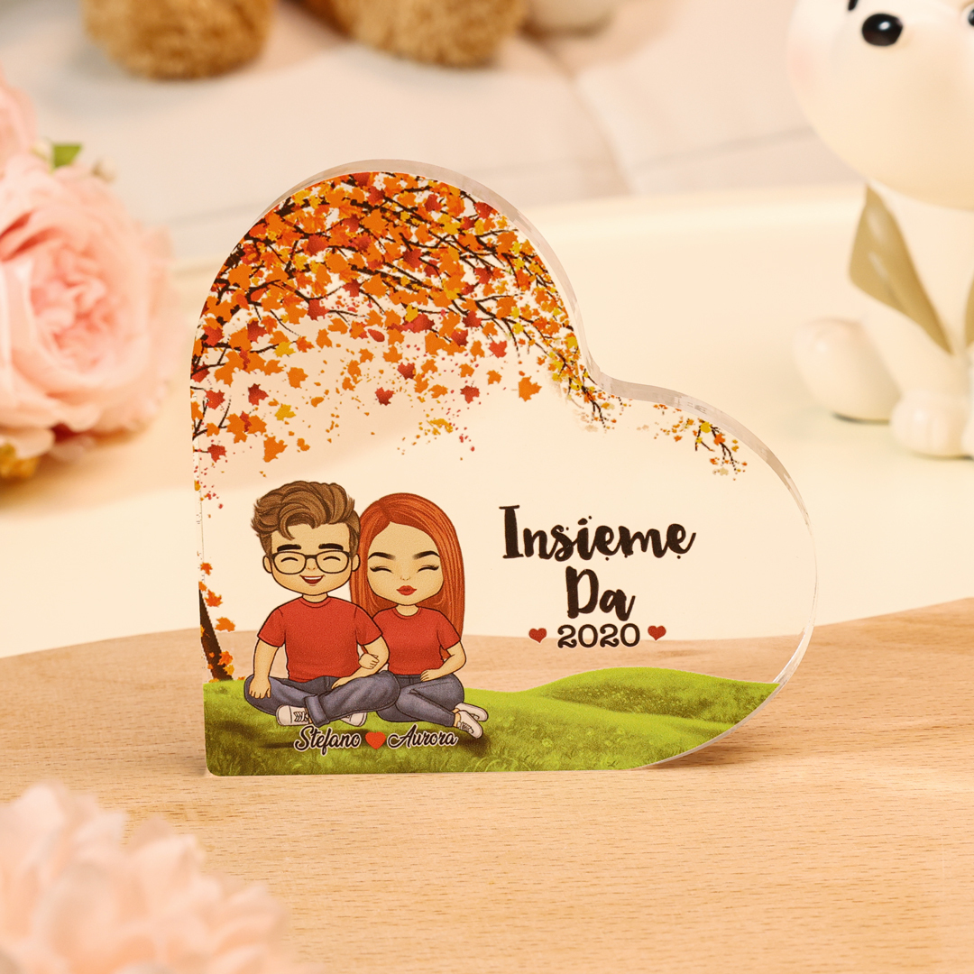 Insieme da-Deco acrilico cuore per coppia 2 nomi e 1 anno personalizzabili