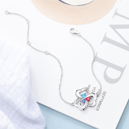 Festa della Mamma Bracciale in argento 925 con 3 nomi personalizzati e 3 pietre di nascita
