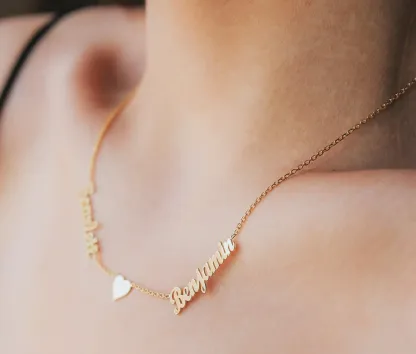 Collana personalizzato d'argento due nomi con il cuore