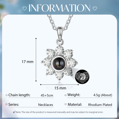 Collana girasole con proiezione di foto personalizzabile per donna
