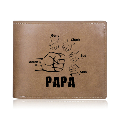 Portafoglio in Pelle PU pugno mano regalo per papà personalizzati 5 nomi