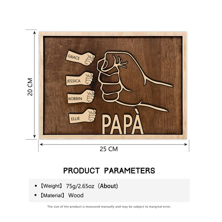 Targa di legno pugno a pugno 4 nomi personalizzabile regalo per papà