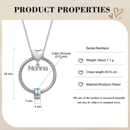 Collana con ciondolo nonna 1 nome incisione e pietra di nascita personalizzata