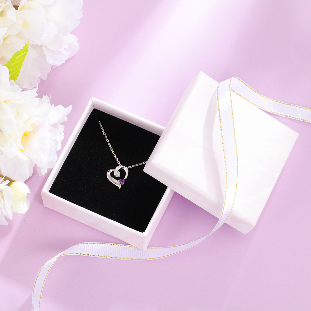 Collana a cuore 1 nome e pietra del mese personalizzabile