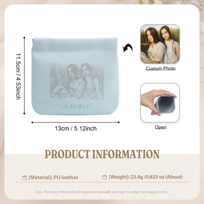 Portamonete in PU pelle con 1 foto personalizzata per donna