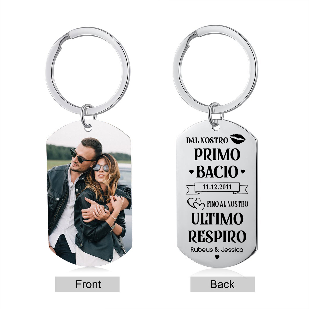 Nostro Primo Bacio-Portachiavi personalizzabile con foto e nome coppia