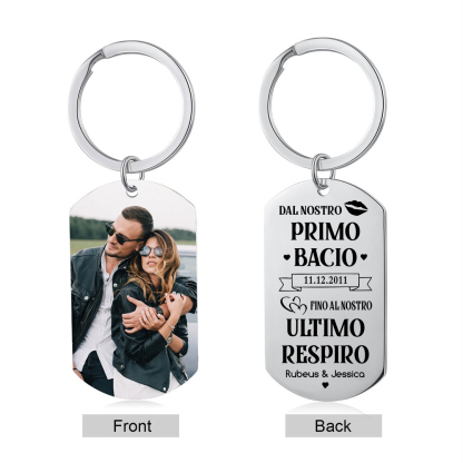 Nostro Primo Bacio-Portachiavi  personalizzabile con foto e nome coppia
