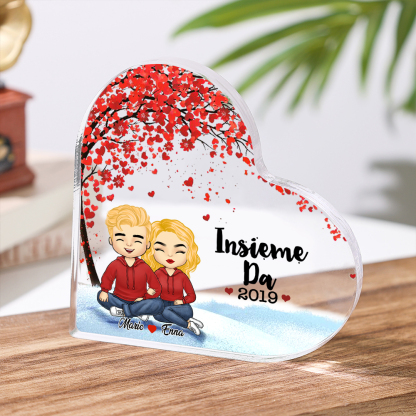 Insieme da-Deco acrilico cuore per coppia 2 nomi e 1 anno personalizzabili