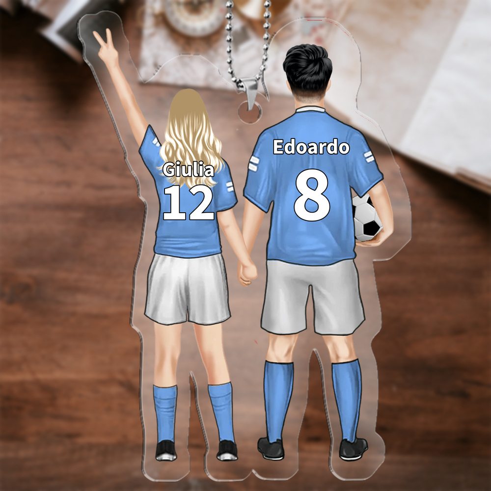 Portachiavi/Pendente acrilico calcio con immagine personalizzata regalo per coppia