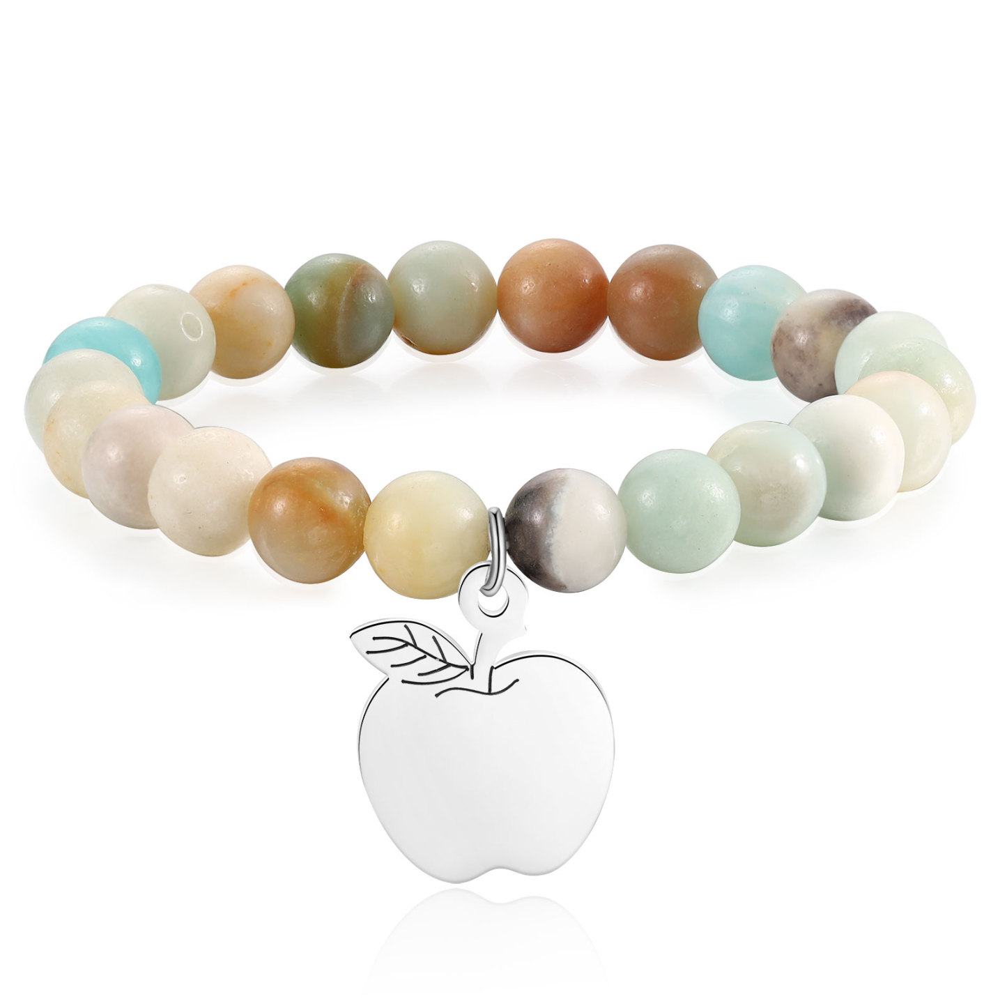 Braccialetto di pietre naturali con 1 testo personalizzato multicolori da scegliere