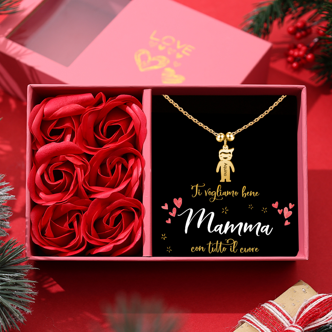 Collana con ciondolo bambino felice personalizzabile 1 nome