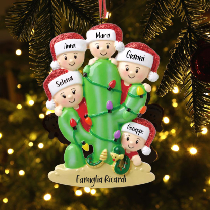 Bianco Natale mille candele... Ornamenti cactus ciondolo per albero di Natale 5 nomi personalizzati