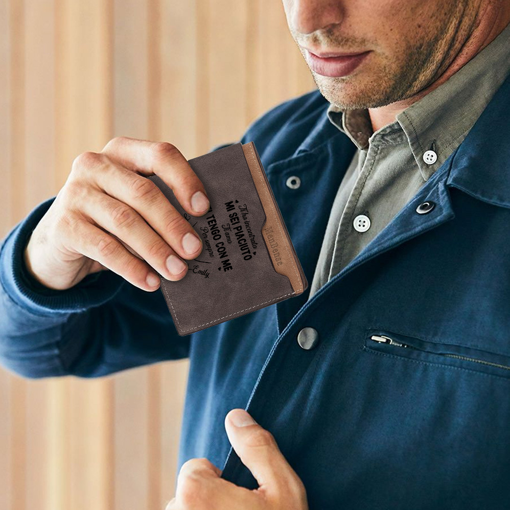 Portafoglio in pelle PU personalizzato con nome e calendario per uomo