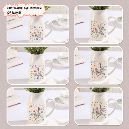 Vaso di ceramica con mano nella mano 4 nomi personalizzati per nonna/mamma