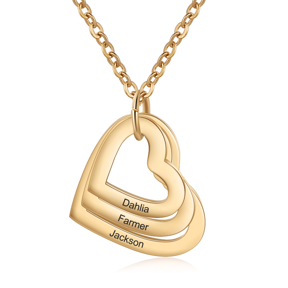 Collana 3 nomi personalizzati con ciondolo cuore