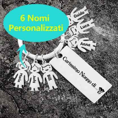 Portachiavi con ciondolo bambino 6 nomi personalizzati regalo per nonno festa dei nonni