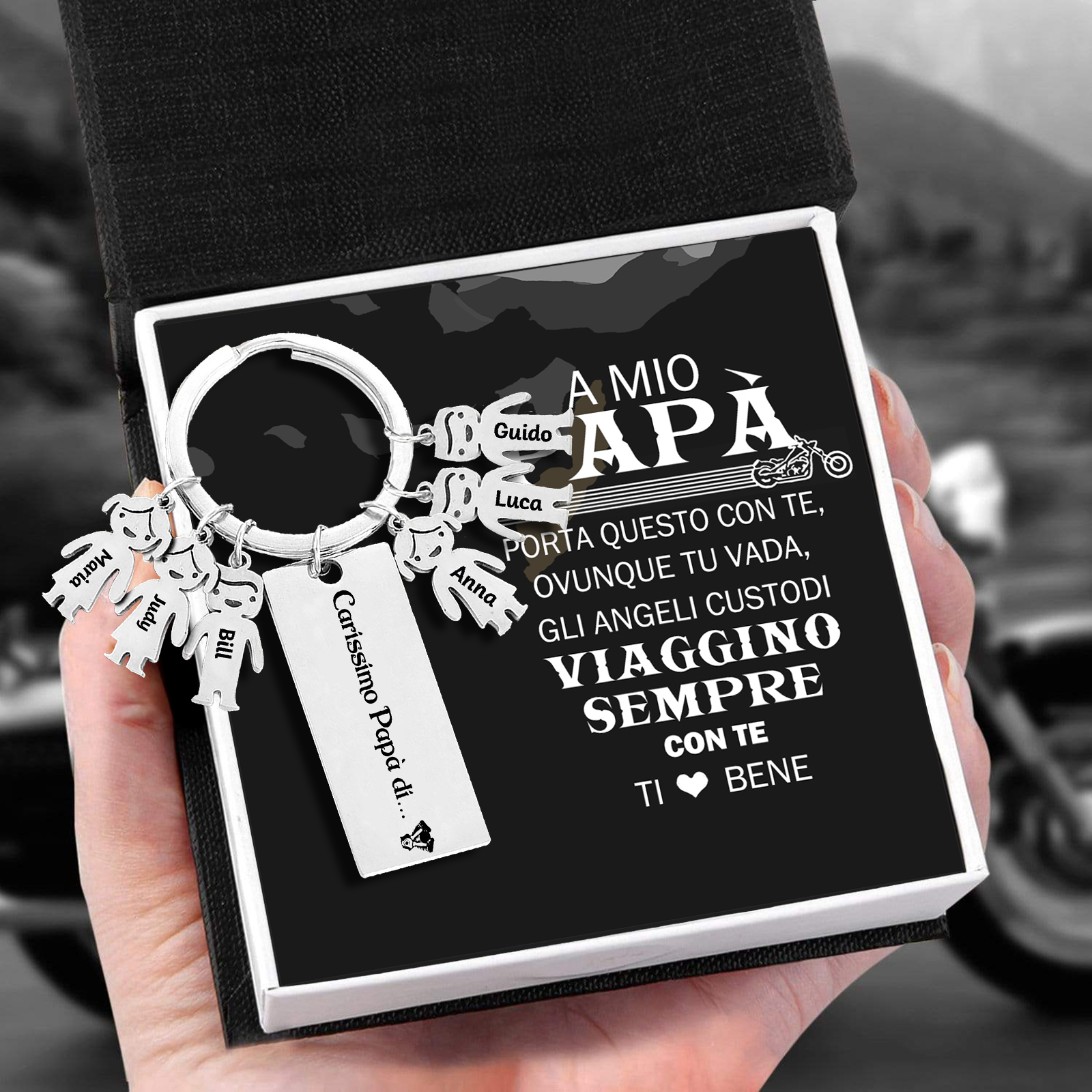 Portachiavi con ciondolo bambino 6 nomi regalo per papà