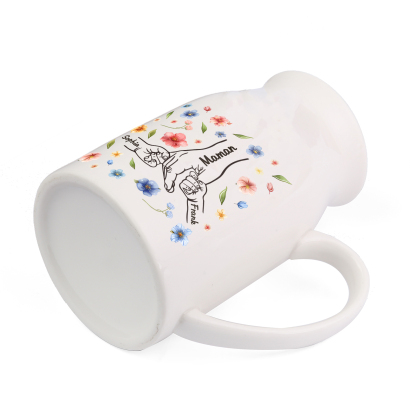 Vaso di ceramica con mano nella mano 3 nomi personalizzati per nonna/mamma