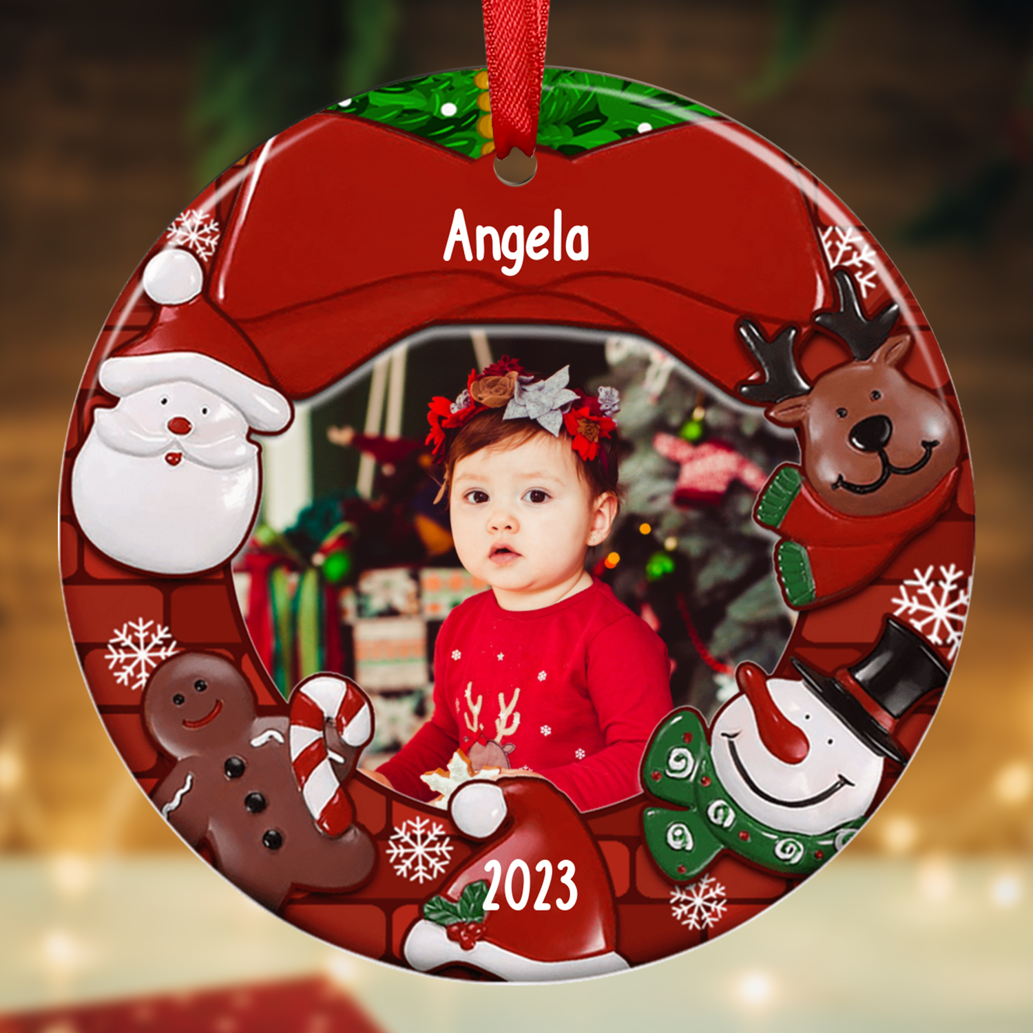 Cornice natalizio di legno per bambino neo-nato/a foto e nome personalizzabile