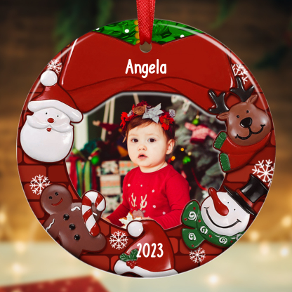 Cornice natalizio di legno per bambino neo-nato/a foto e nome personalizzabile