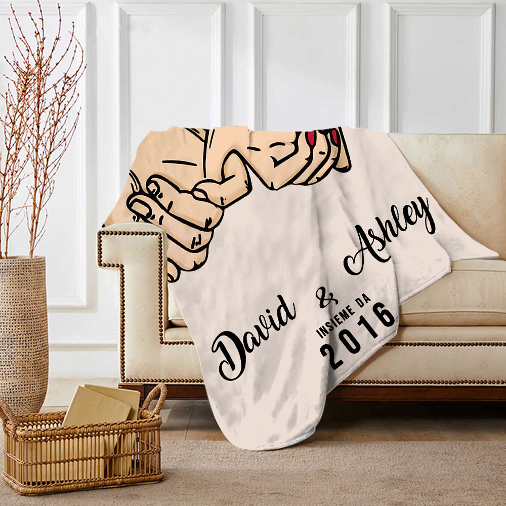 Due persone  Insieme da 2016-Coperta per coppia 2 nomi & data personalizzabili