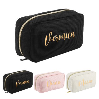 Borsa per cosmetici in velluto a coste per donna 1 nome personalizzato regalo per donna