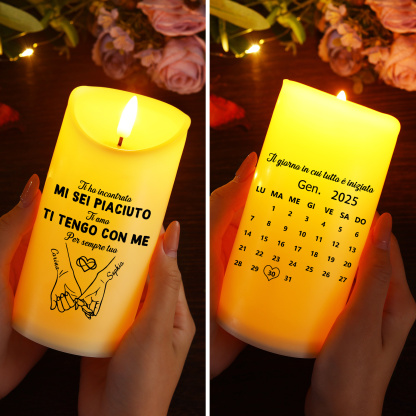 Candela a LED personalizzata per coppia con 2 nomi
