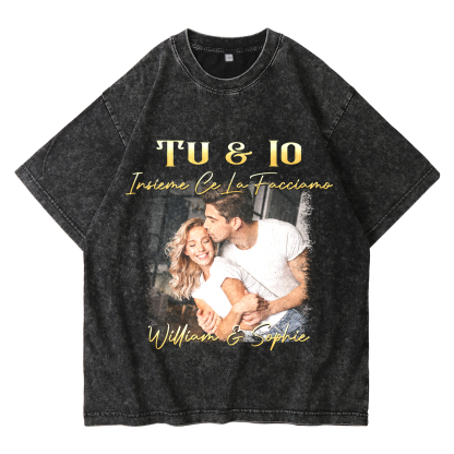 Maglietta Personalizzata per Coppie - con 2 Nomi Personalizzati e 1 Fo