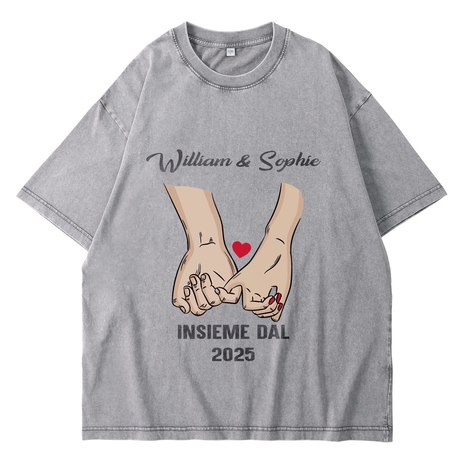 Maglietta Personalizzata per Coppie – con 2 Nomi, 1 Data e Grafica Man