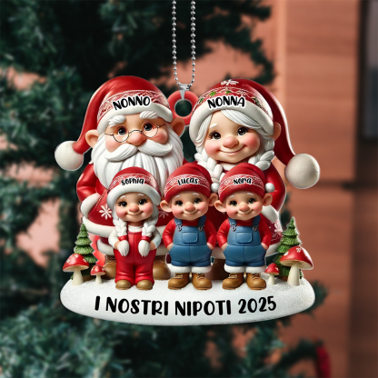 Decorazione personalizzata per albero di Natale di famiglia - Nonno Nonna Elfo