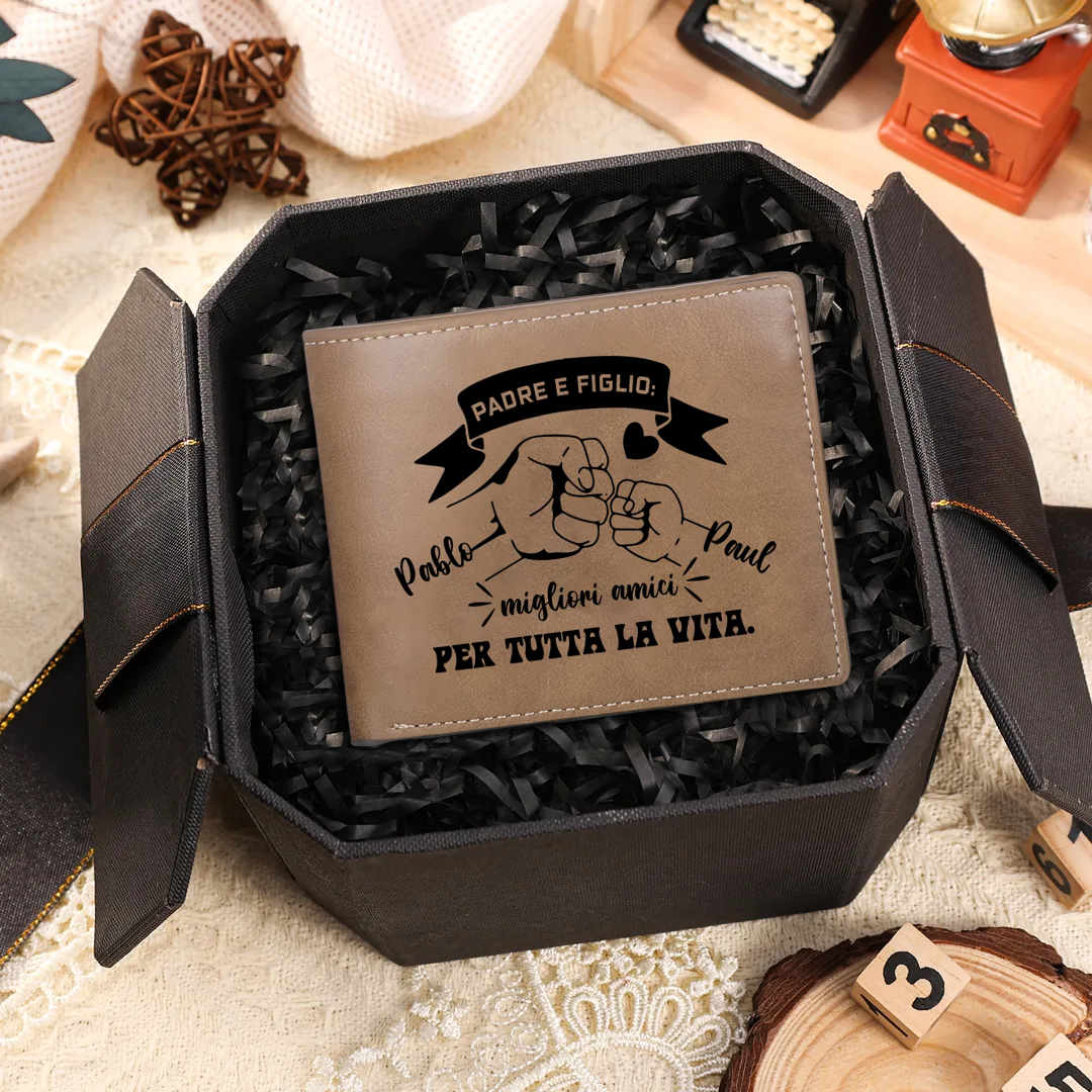 Portafoglio Personalizzato in Pelle PU con Nomi, Foto - “Padre e Figlio – Migliori Amici per Sempre” – Regalo Elegante per Papà | Jessemade
