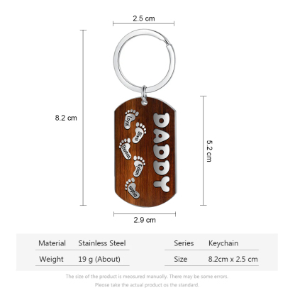 Papà/Nonno-Portachiavi con piedino 5 nomi e 1 testo personalizzati regalo per papà/nonno